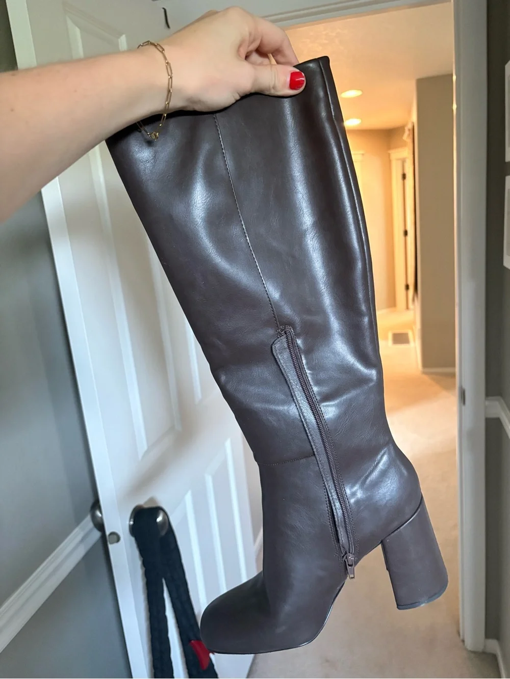 Brown Leather Knee-High Boots